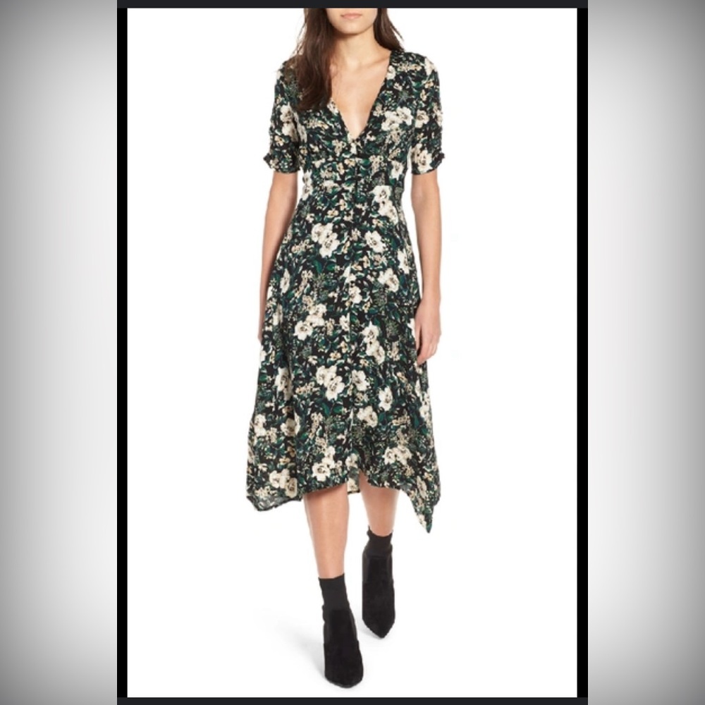 ASTR button up floral midi dress